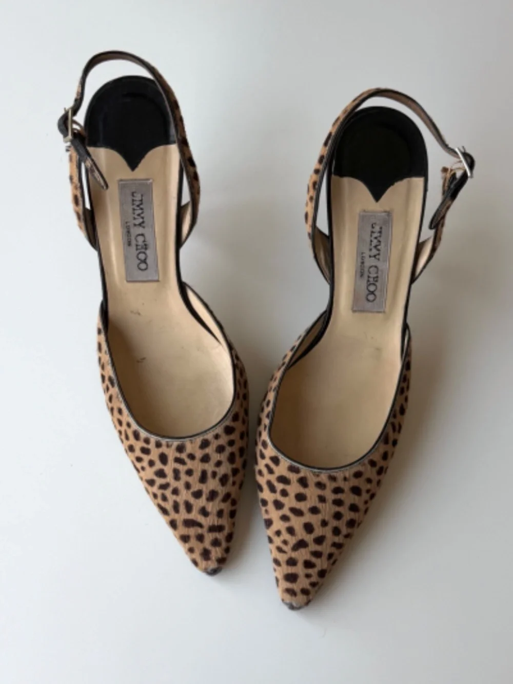 Vintage Jimmy Choo leopard pony hair slingback, IT 40
